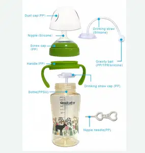 Hot sale popular customized PPSU baby nursing bottles newborn feeding bottlees