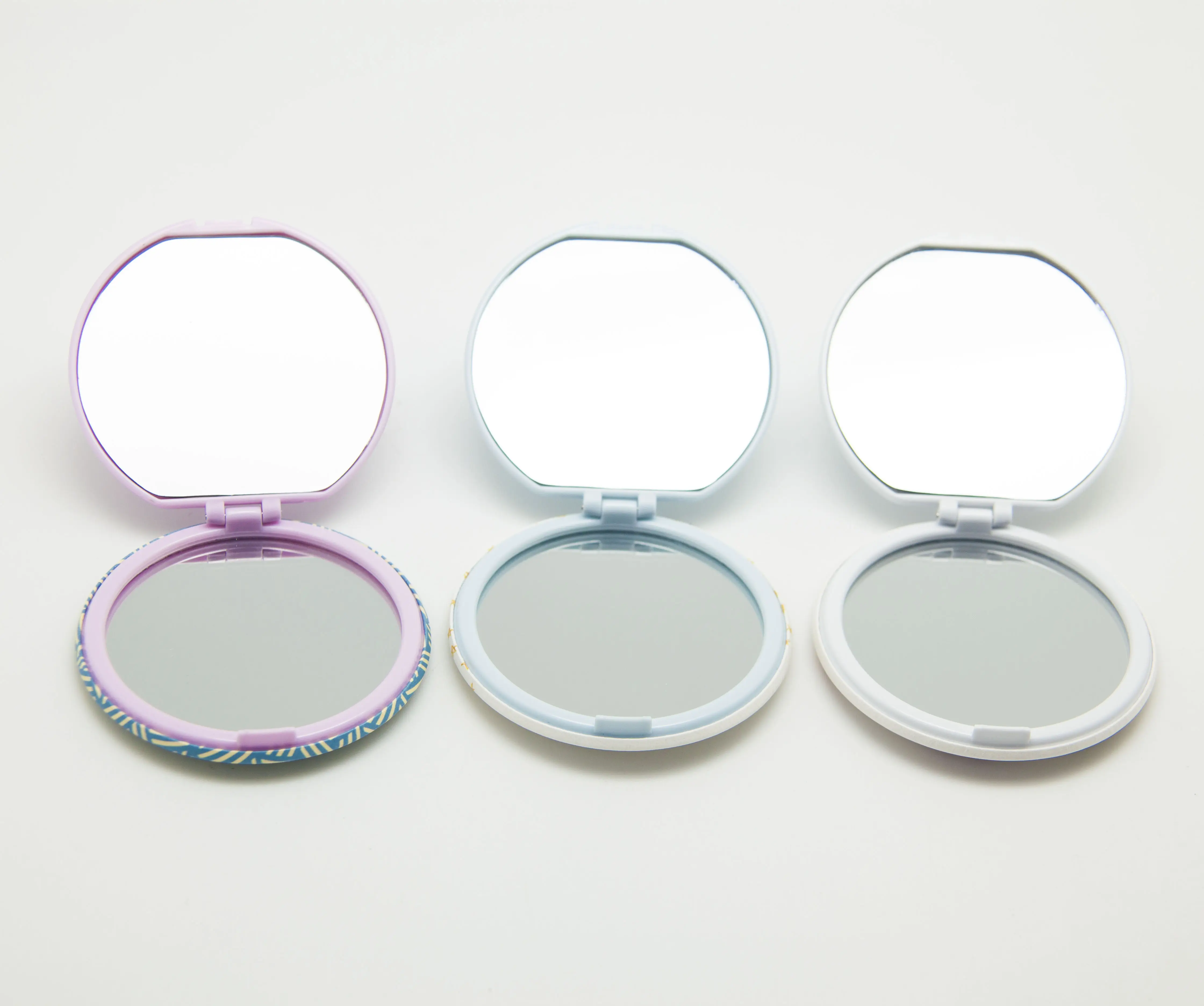 Miroir cosmétique Compact avec bouton, rond, à la mode