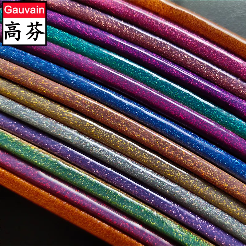 Factory sale shine leather paint with color, acrylic glitter edge colorant for leather bags belts menus