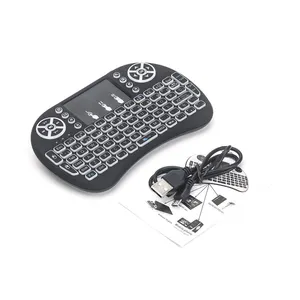 Shenzhen factory-mini teclado con retroiluminación i8 en ruso e inglés, control remoto inalámbrico de 2,4 GHz para TV box android