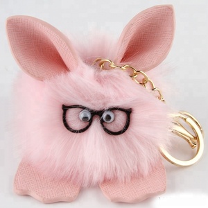 Customized High Quality Glass Fairy Pom Pom Hand Bag Charm with Animal Design-OEM Factory