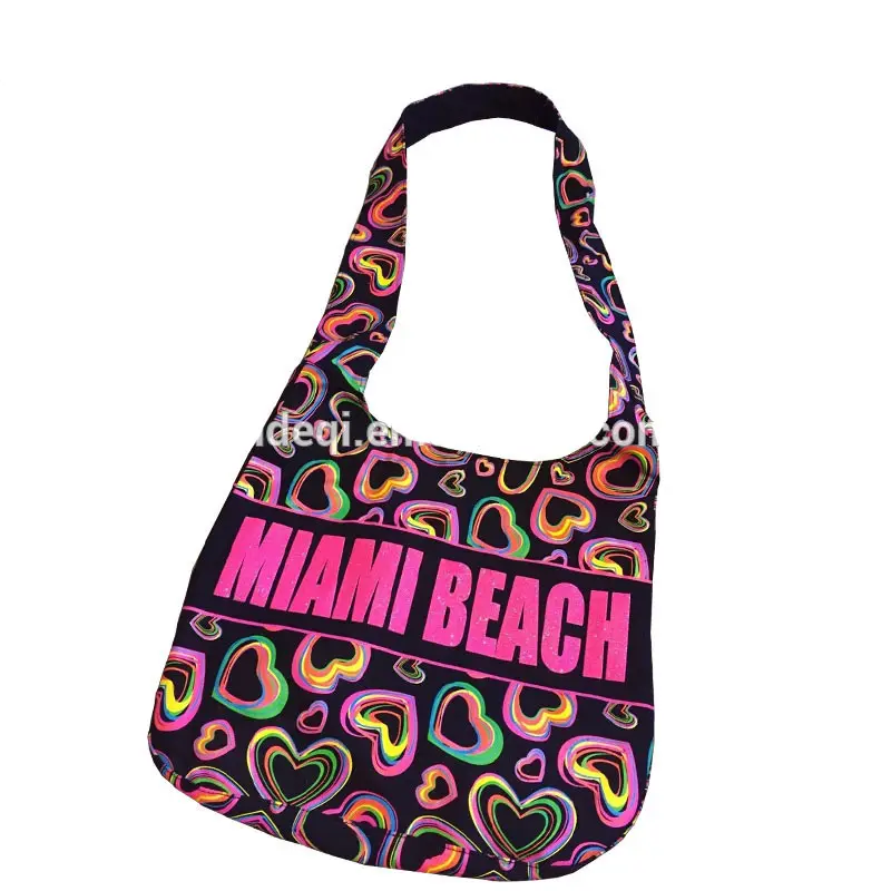 Sac bandoulière imprimé, sac de plage Souvenir style Miami, Hobo