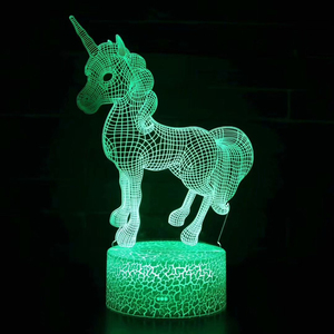 Tocco di colore 3d <span class=keywords><strong>Lampada</strong></span> Illusion Ha Condotto La Luce di Notte del USB <span class=keywords><strong>Lampada</strong></span> Da Tavolo per I Bambini Del Bambino Scherza il Regalo Camera Da Letto Comodino Cavallo Unicorno - Product Image 4