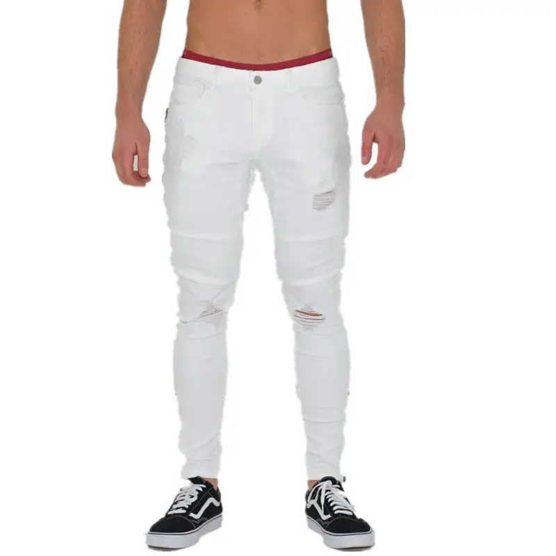 2019 nice quality mens comfortable skinny ripped jeans with zip bottom jeans pants european american style jeans