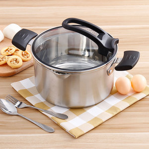 <strong>Stainless</strong> <strong>Steel</strong> Gas Cooker Compatible Sustainable <strong>Sauce</strong> <strong>Pan</strong> &amp; Soup/Stock Pot with Glass Lid - Product Image 2