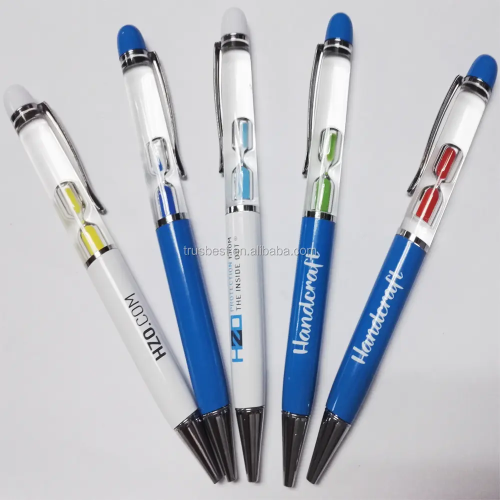 ساعة رملية floater أقلام ساعة رملية أقلام حبر جاف رخيصة القلم السائل مع الساعة الرملية العائمة داخل 10 الألوان المتاحة