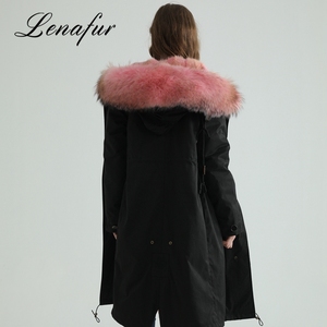 En gros <span class=keywords><strong>De</strong></span> Mode Noir Femmes Parka Réel Rose Fourrure <span class=keywords><strong>De</strong></span> Vison Doublure Raton Laveur Col <span class=keywords><strong>De</strong></span> Fourrure Parka Manteau - Product Image 4
