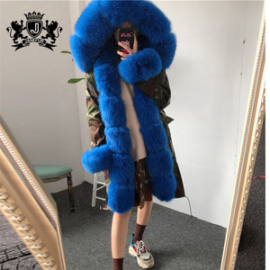 Ladies Rabbit Fur Lining Warm Fur <strong>Winter</strong> Clothes Real Fox Fur Parka <strong>Coats</strong> - Product Image 1