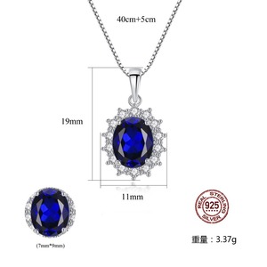 Collier <span class=keywords><strong>pendentif</strong></span> CZCITY en <span class=keywords><strong>argent</strong></span> sterling 925 <span class=keywords><strong>massif</strong></span> avec saphir synthétique bleu luxueux et topaze, style Princesse Diana - Product Image 2