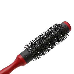 Spazzola di Nylon Tubo di Alluminio Resistenza Al Calore Pettine Manico In Legno Rosso di Coda Rotonda Spazzola Per Capelli Per Il Salone di Styling - Product Image 6