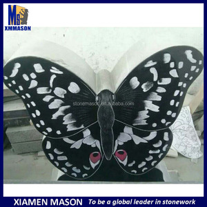 Conception <span class=keywords><strong>chine</strong></span> noir granit monuments pour pierre tombale avec papillon - Product Image 1