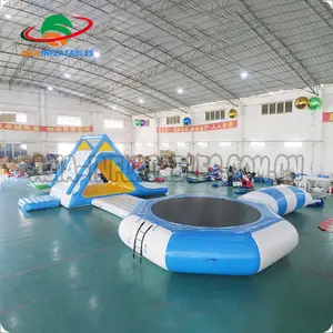 Mini Inflatable Water Park For Pool / Small Floating Aqua Park With Trampoline