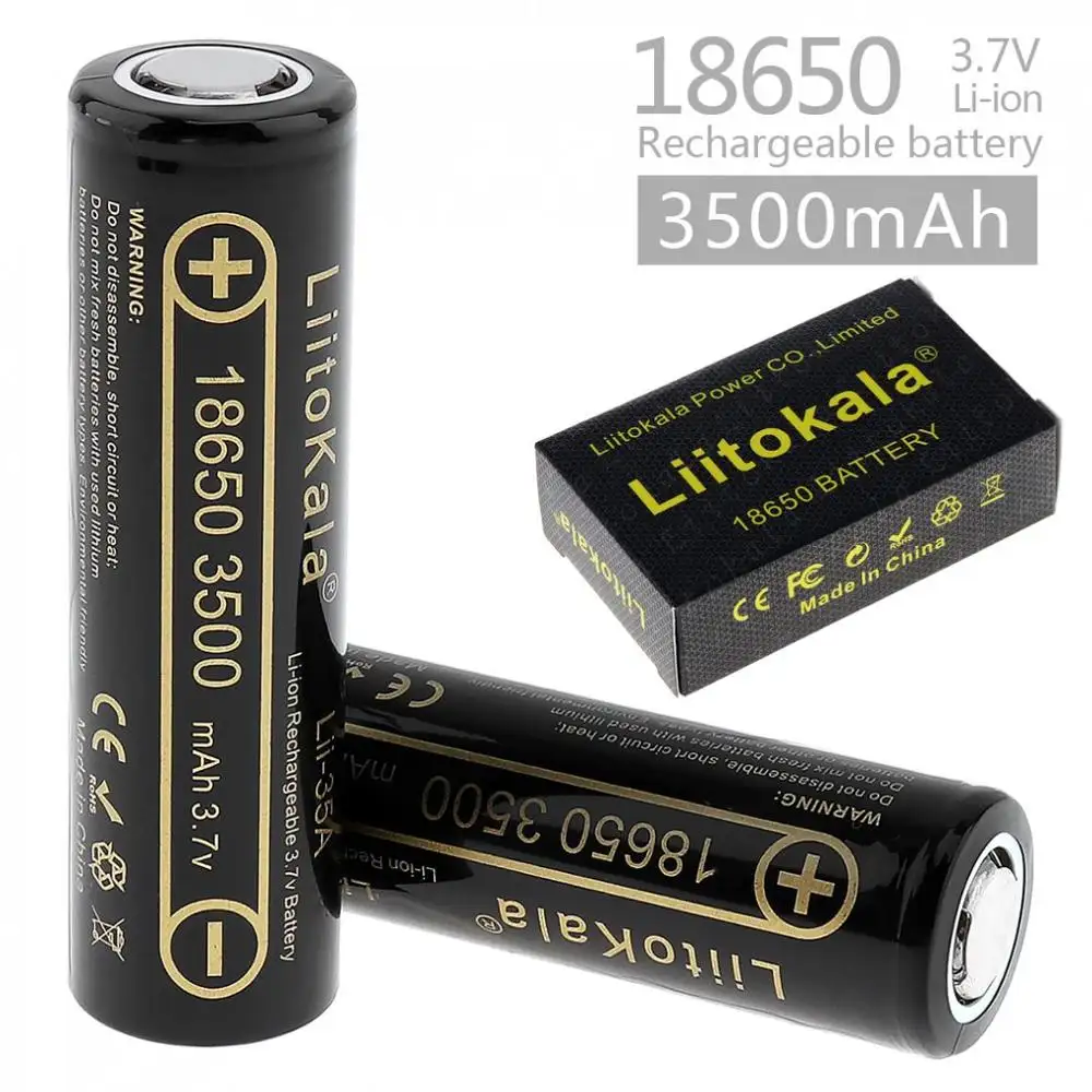 LiitoKala Lii-35A 18650 3500mAh 3.7V ليثيوم أيون بطارية قابلة للشحن 30A بطارية ليثيوم عالية استنزاف ل Flashinglight