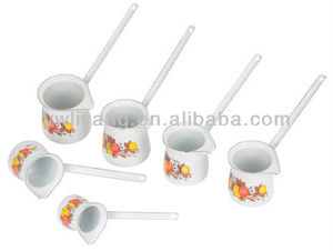 Elegante etiqueta blanca <span class=keywords><strong>del</strong></span> esmalte olla de café 5 piezas set 5/6/7/8/9cm solo manejar utensilios - Product Image 1