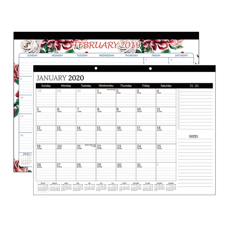 2022 Maandelijkse Pagina 'S Bureau Kalender Bureau Pad Planner 22 "X 17" Standaard Regeerde Blokken