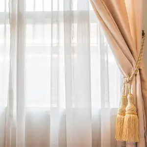 Premium Weiß Sheer Vorhänge Sheer Voile High Gewinde Fenster Vorhänge 2 Panel Set