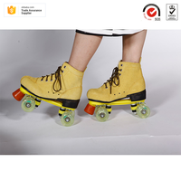 Chaussures de skate à roulettes jaunes en cuir véritable, modèle classique, les plus durables