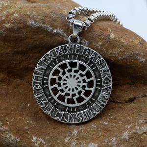 Men's Vintage Viking Pendant Necklace Sun Symbol Slavic Nordic Amulet Wholesale <strong>Pagan</strong> <strong>Jewelry</strong> in Zinc Alloy for Weddings Parties - Product Image 3