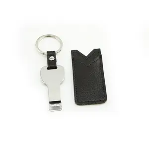 钥匙形状金属USB闪存驱动器32Gb 64Gb Pendrive钥匙USB磁盘防水USB 2.0记忆棒，带皮套定制徽标