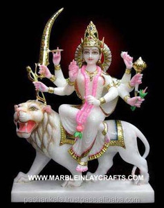 Estatua de mármol Durga Maa, hecha a mano, Blanca - Product Image 1