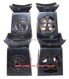 Decorative Handmade Black Soapstone Aroma Oil Burner - Product Image 1