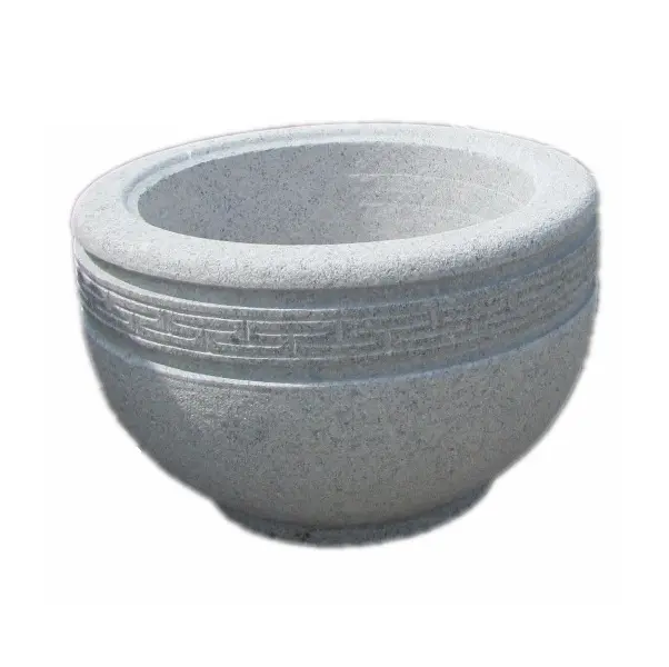 Granite Flower Pots Bowl Planter Grey Large Stone White Home Garden Decoration Used with Flower/green Plant Floor Boughpot