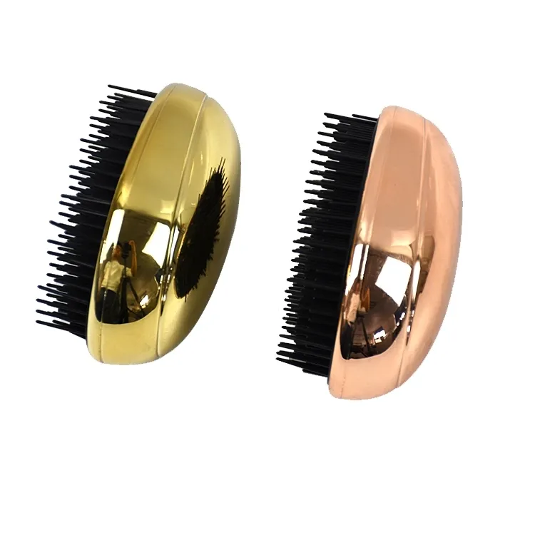 economical Electroplate egg Detangling Hair Brush with chrome finish,customized egg brush package is welcome