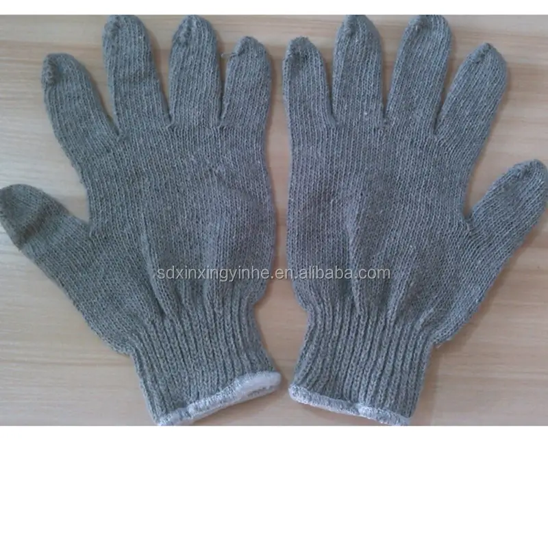 7 gauge 10 gauge grey poly cotton yarn knitted bulk cotton gloves