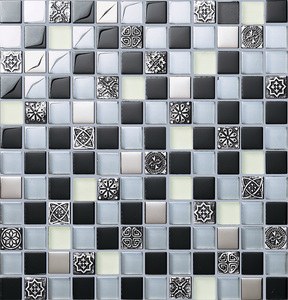 Carrelage de sol et mur en mosaïque de bleu et blanc, noir et bleu, pour la piscine - Product Image 3