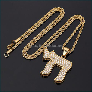 Collana con Ciondolo Simbolo Ebraico in Acciaio Inossidabile Blues RTS, Colore Oro - Product Image 2