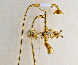 Luxury Brand Telephone Shower <strong>Bath</strong> Fitting <strong>Faucet</strong> Set, <strong>Bath</strong> Shower Set, Brass Bathroom <strong>Double</strong> Handles Shower Mixer - Product Image 2