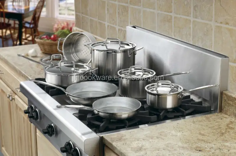 Tri-Ply Clad Stainless 10-piece Japanese cookware  JL-070237 