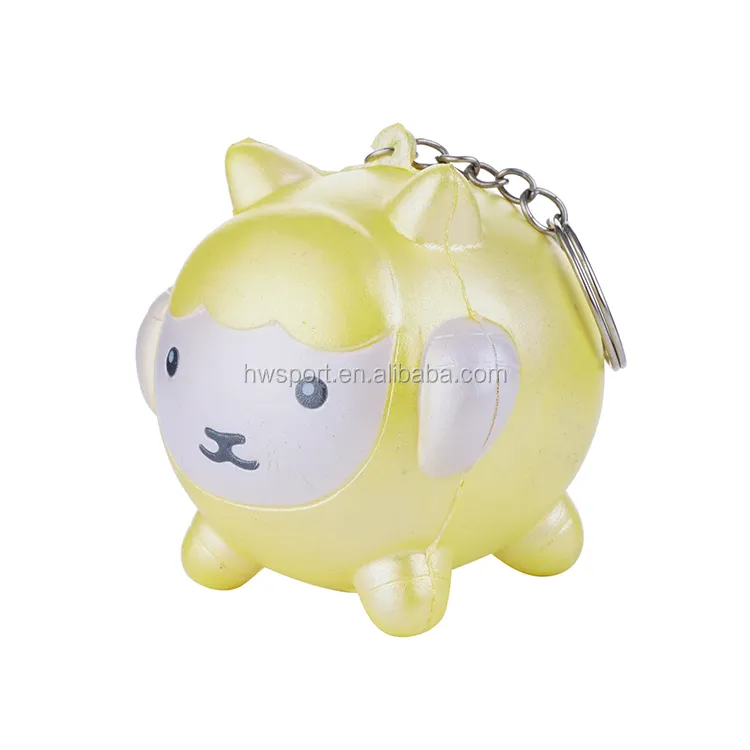 Promotional Slow Rising Squishy sheep shaped Keychain Mini Kawaii Soft animal Squishy Key ring