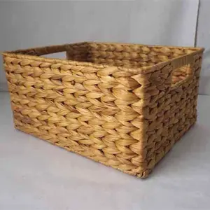 XH Rectangular Handwoven Water Hyacinth Storage Basket