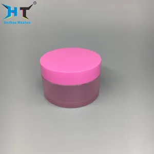 Taicang Kosmetik-Kemasan Frosted 150G Krim Wajah Plastik Toples Pet dengan Pink Tutup Plastik Menerima Label Printing