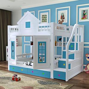 European Design Blue Pine Solid Wood Convertible Multifunction Wooden Princess <strong>Bunk</strong> <strong>Bed</strong> Kids <strong>Bunk</strong> <strong>Bed</strong> With Slide And Table - Product Image 2