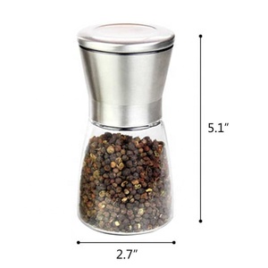 Salière et poivrière en verre réglable de 6 oz moulins en acier inoxydable avec couvercle ensemble de sel et poivre en métal de qualité supérieure - Product Image 5