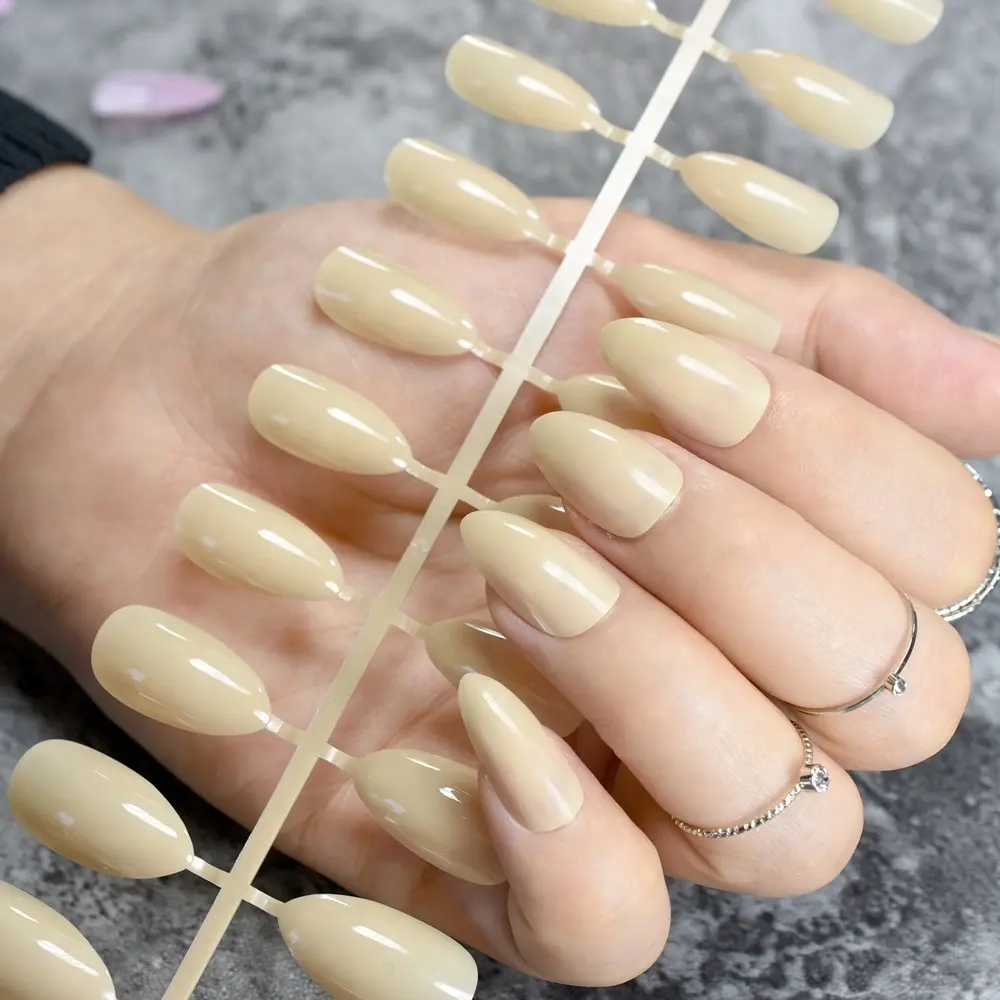 Faux ongles de couleur Pure, pointes de manucure DIY, brillantes, Beige, lot de 24 pièces au choix