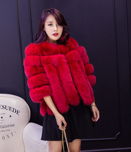 Vêtements <span class=keywords><strong>Desigual</strong></span> Femme Hiver Manteau De Fourrure De Renard Rouge Avec Col De Fourrure De Renard Urbain Plus La Taille Vêtements Femmes - Product Image 5