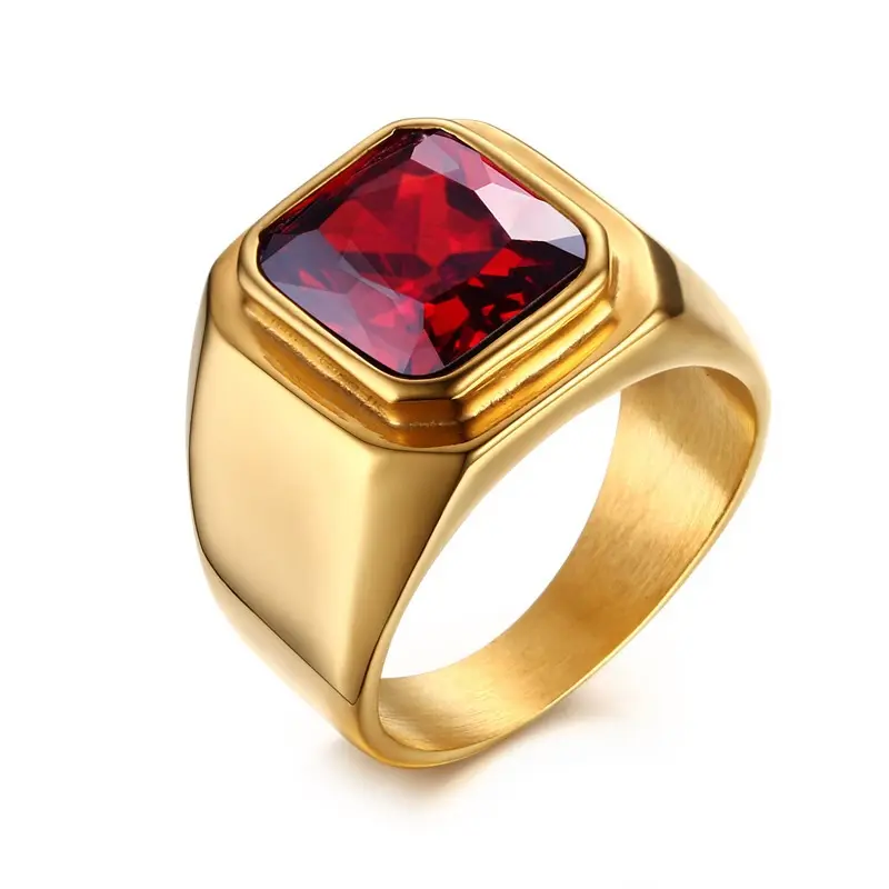 YWMT 2020 Wholesale 18ミリメートルMen Vintage Ruby Gemstone Rings Saudi Arabia Gold Wedding Ring