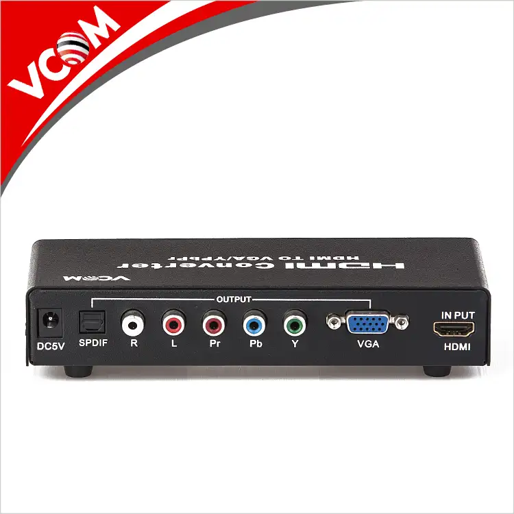 Kualitas tinggi HDMI ke VGA/YPbPr converter HDMI input, YPbPr + VGA + RCA R/L + SPDIF output