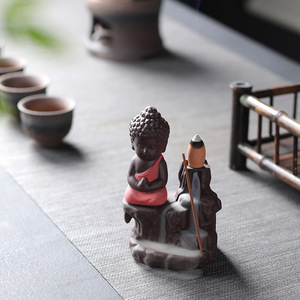 Ceramic Porcelain Buddha <strong>Incense</strong> <strong>Burner</strong> Backflow Tower <strong>Cones</strong> Sticks Holder - Product Image 4