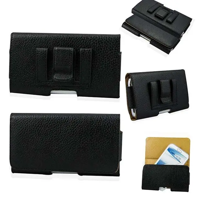 For iPhone 12 Horizontal Leather Mobile Pouch;Belt Clip Holster Waistband Leather Pouch 6.5" 6" 5.5" 5" 4.5" 4" Universal Case