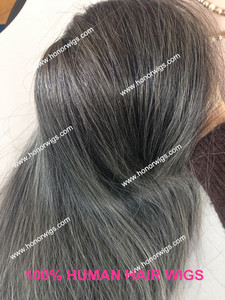 <span class=keywords><strong>Parrucca</strong></span> F857 in Pizzo Completo Bianco per Donne Anziane, 60% Capelli Grigi e 40% Nero Naturale, <span class=keywords><strong>Parrucca</strong></span> Completamente Annodata a Mano su Misura - Product Image 5