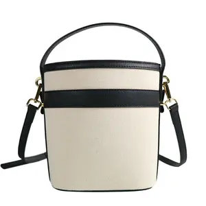 Personalizar de moda de lona beige de cuero de las mujeres bolso de hombro