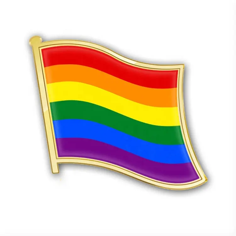 Drapeau personnalisé gay pride LGBT arc-en-ciel, épingle en émail dur/doux