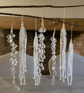 Long Clear Ice Acrylic Bead Icicle For Hanging Decoration Table Christmas Droplet