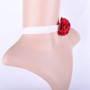 Nueva joyería Nupcial collar corto rosa roja flor lace choker collar - Product Image 3