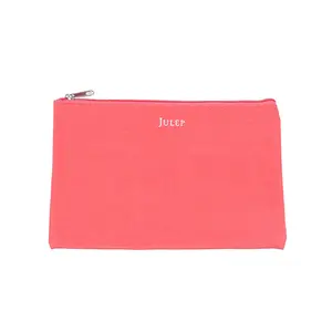 Mode Plat Pack Style Sac D'ordinateur Portable Sac En Toile Rose Avec Fermeture À Glissière Logo Personnalisé Imprimé Toile Sac De Maquillage