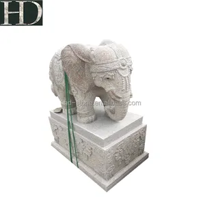 Hand Carving Granite Garden Stone Animal Sculpture Elephant Garden Statues for Outside Decoration